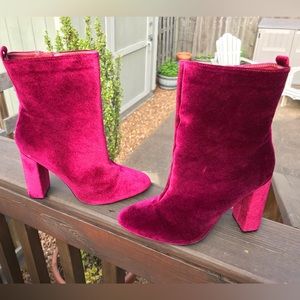 Shoedazzle Lacee Red Velvet Boots